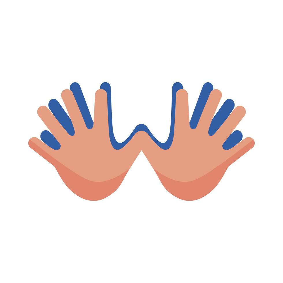 down syndrome two hands flat style icon vector