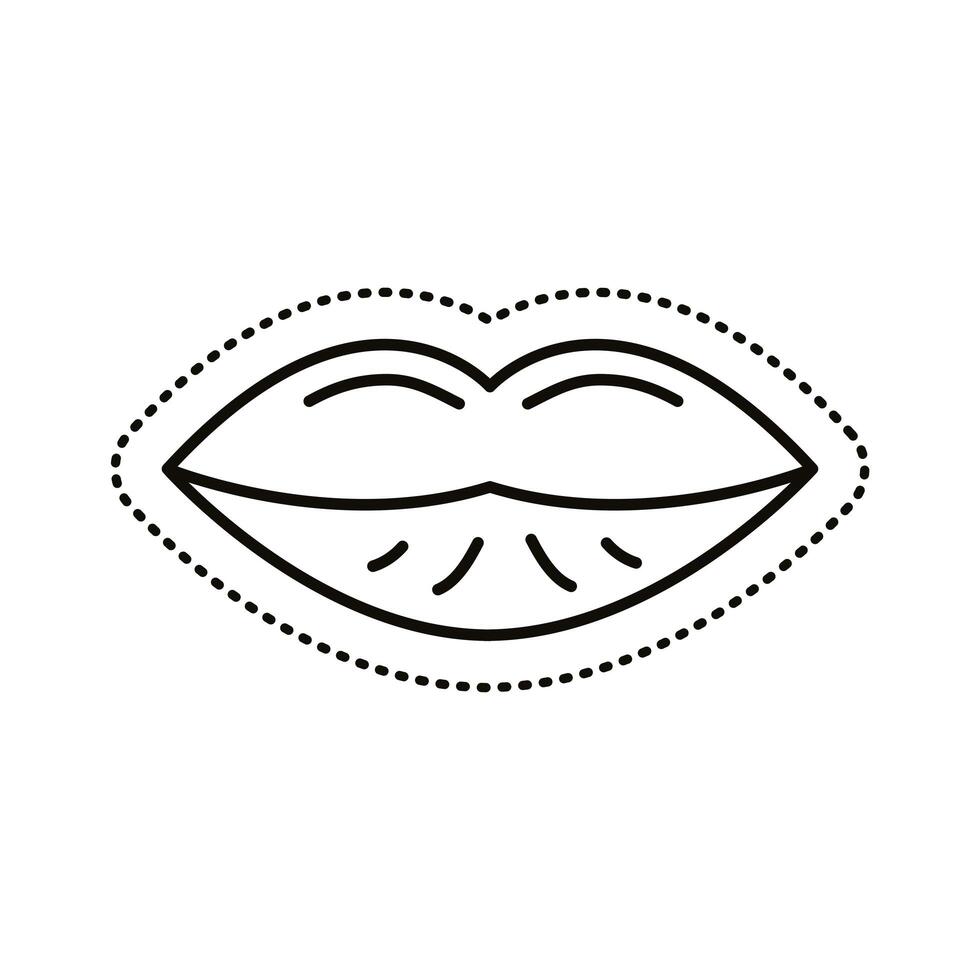 icono de estilo de línea de pegatina de labios vector