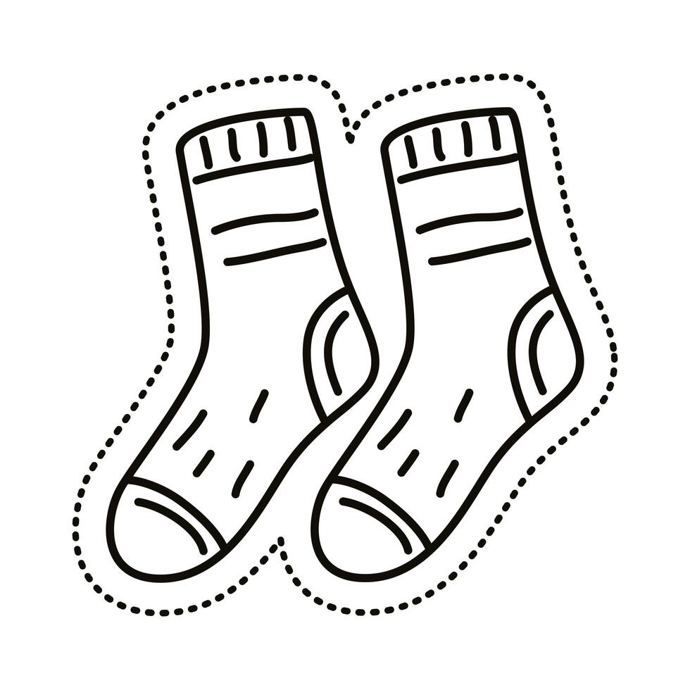 icono de estilo de línea de pegatina de calcetines vector