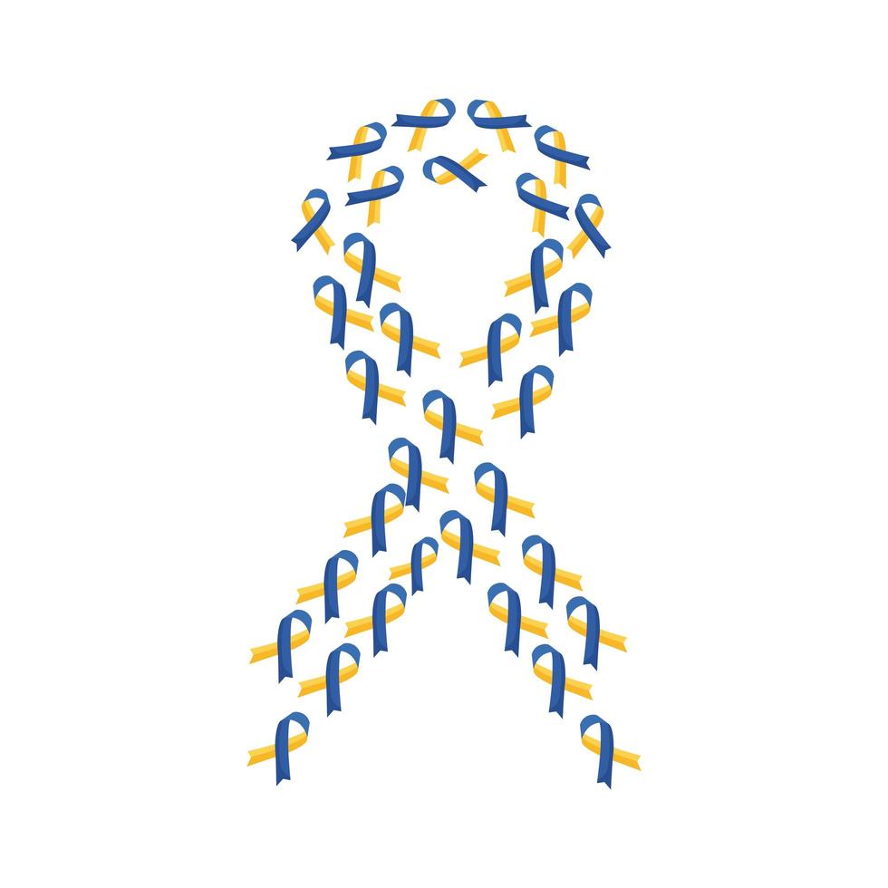 down syndrome campaign ribbon with ribbons pattern flat style icon vector