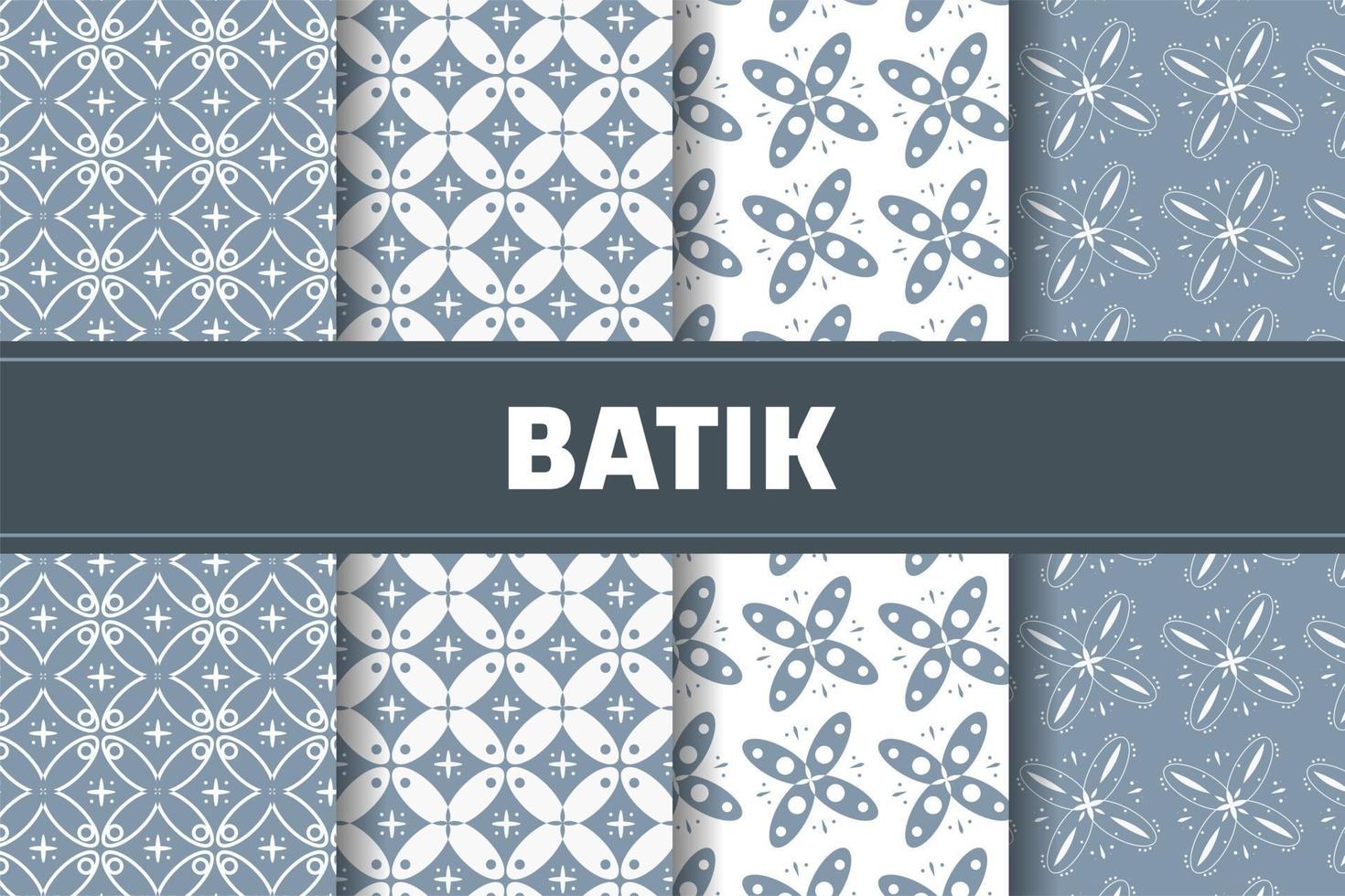 Indonesian batik pattern set vector