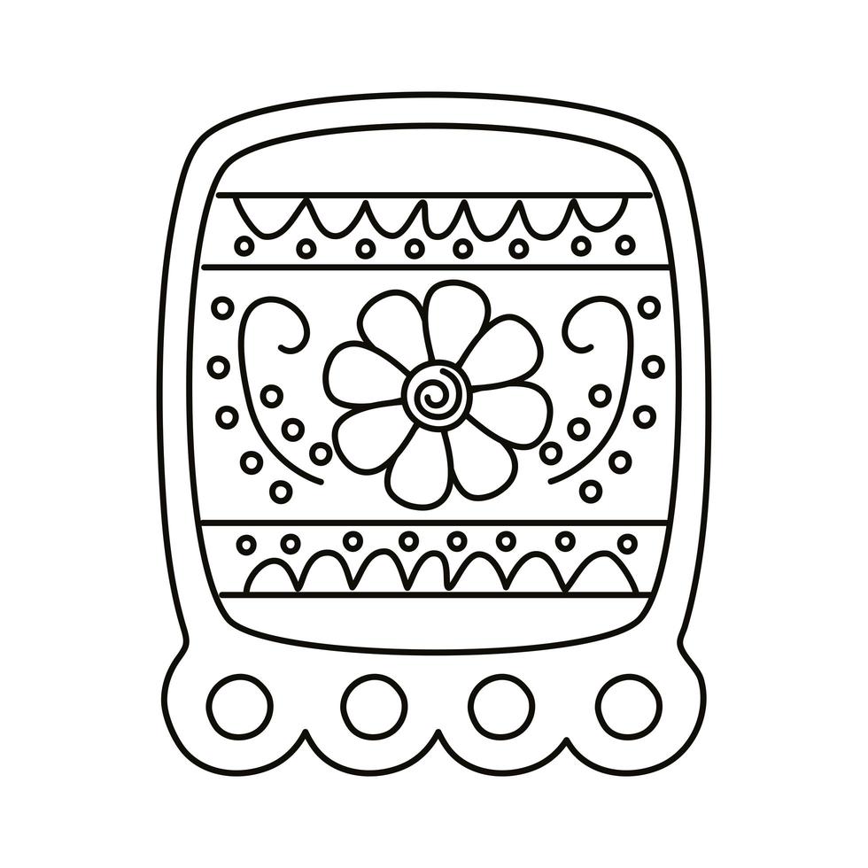 square garland celebration mexican with flower line style icon vector