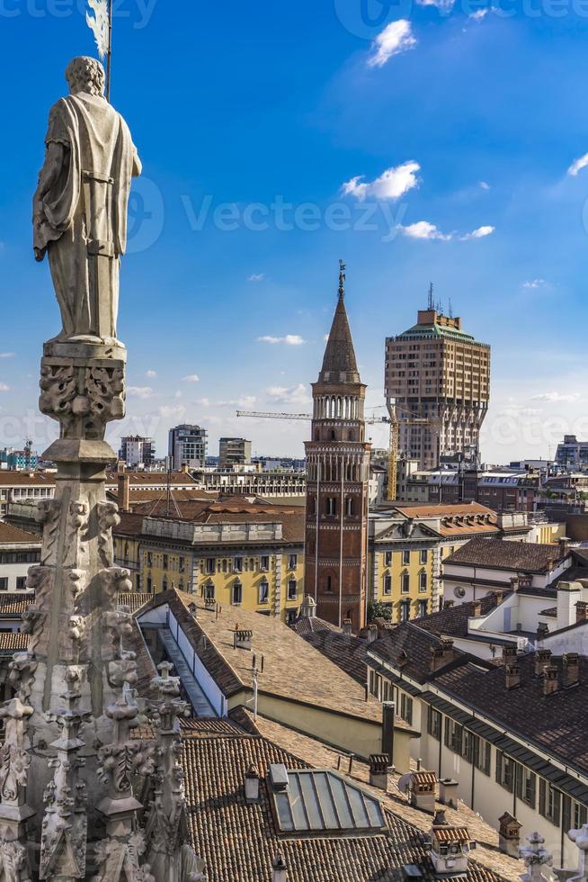 Milan skyline view from Milan Cathedral rooftop photo