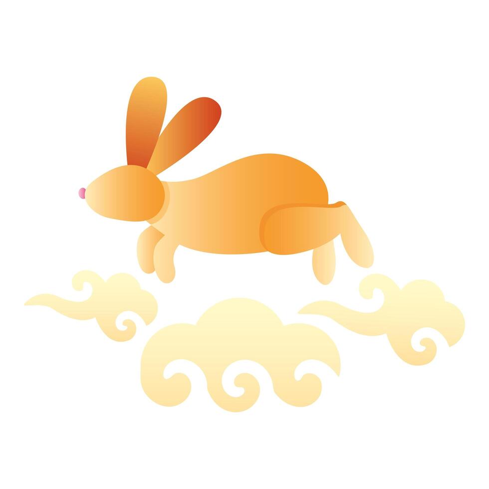 cute little rabbit running in clouds spring animal icon vector