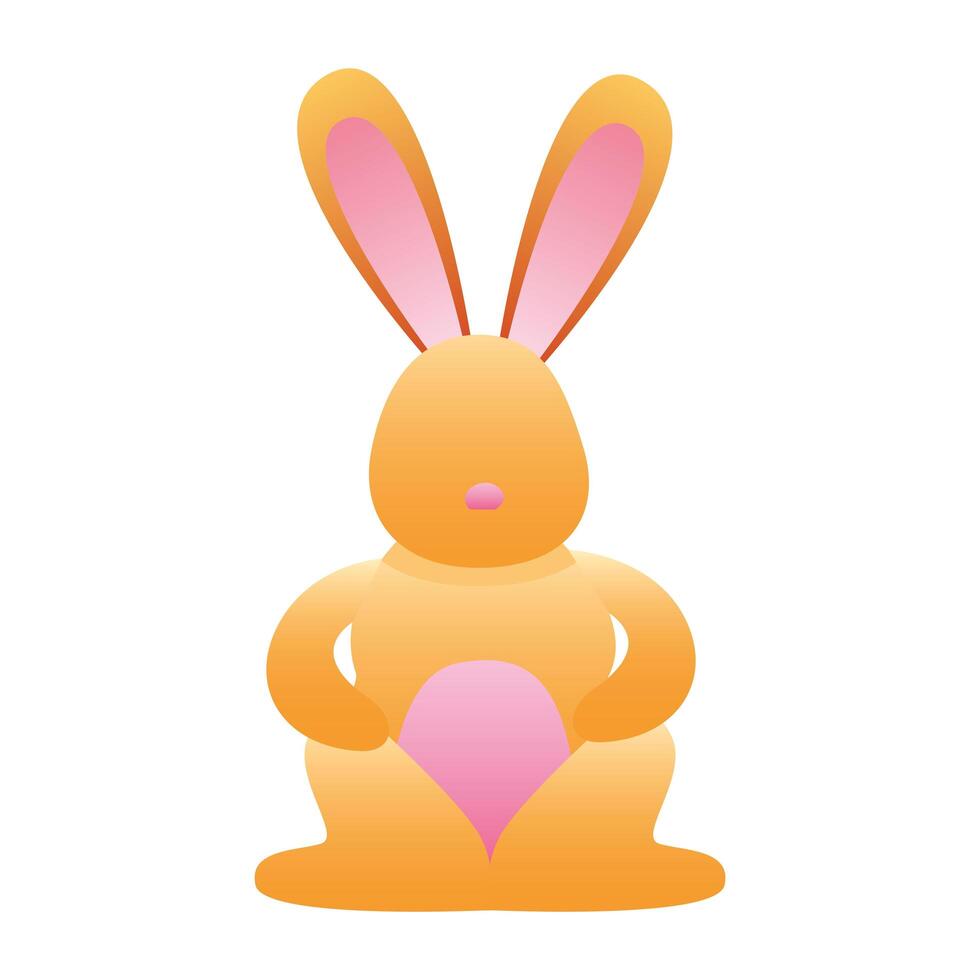 cute little rabbit seated spring animal icon vector
