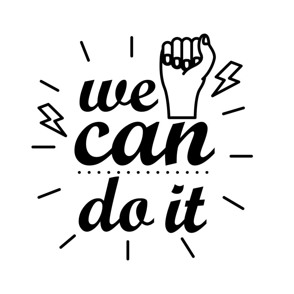we can do it feminism lettering line style icon vector