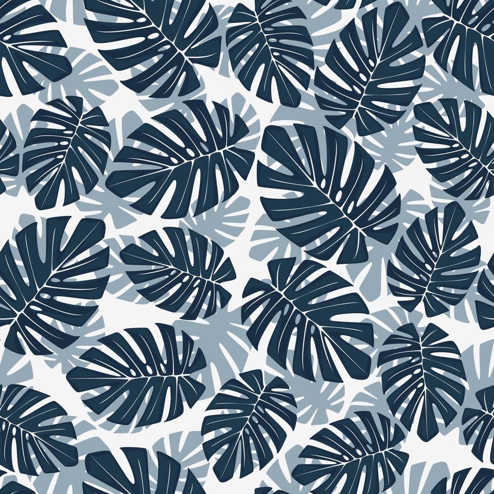 Seamless summer pattern Monstera on blue background vector