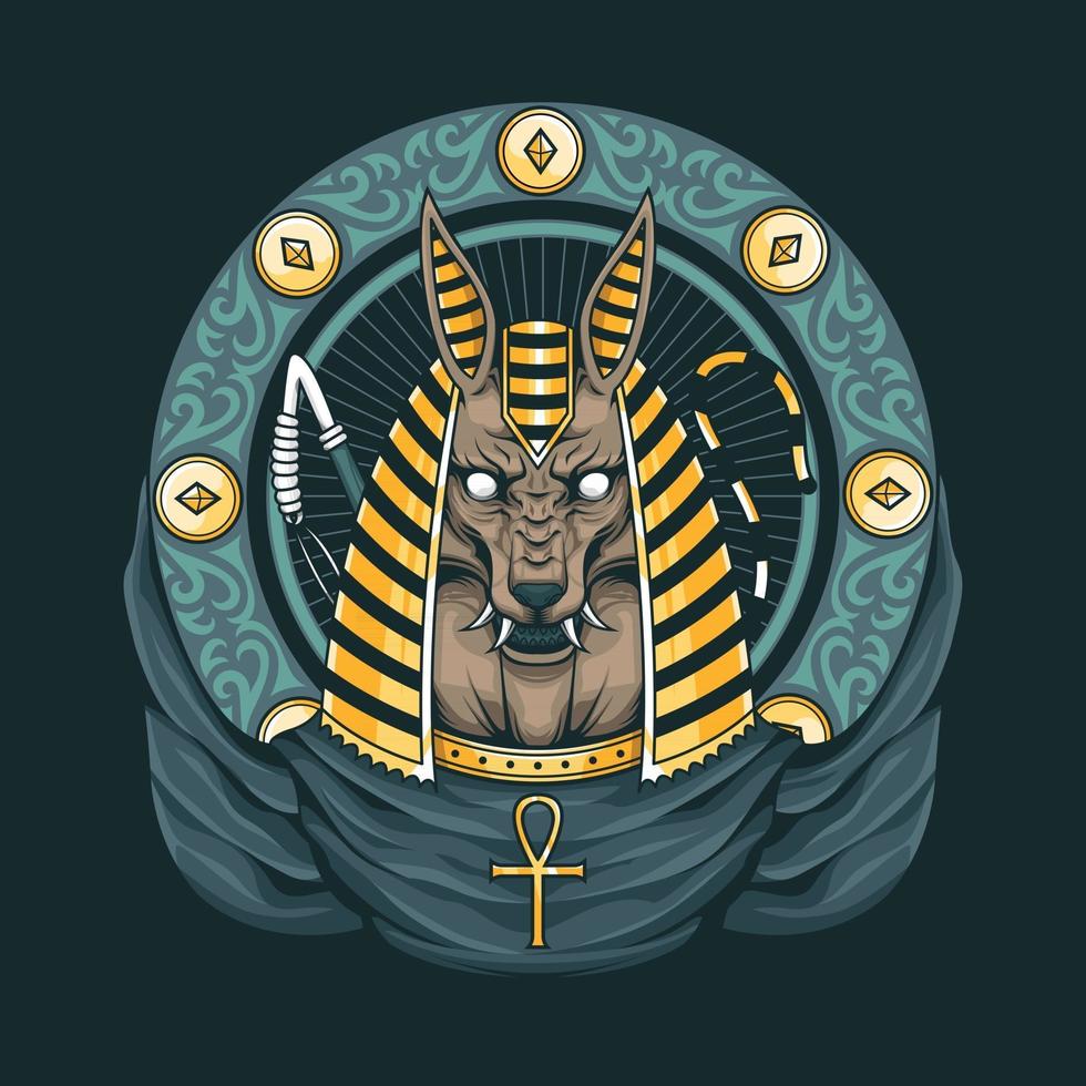 ilustraciones de dioses egipcios anubis vector