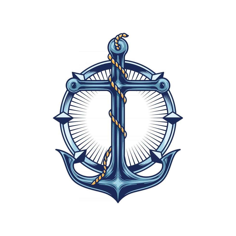 Anchor and a rope artwork vector