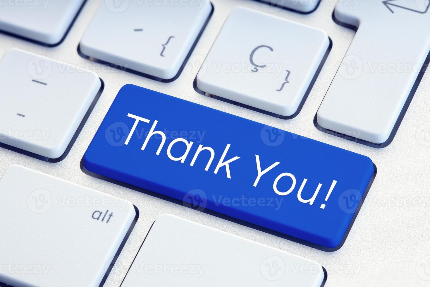 Thank you Word on blue computer Keyboard Key photo
