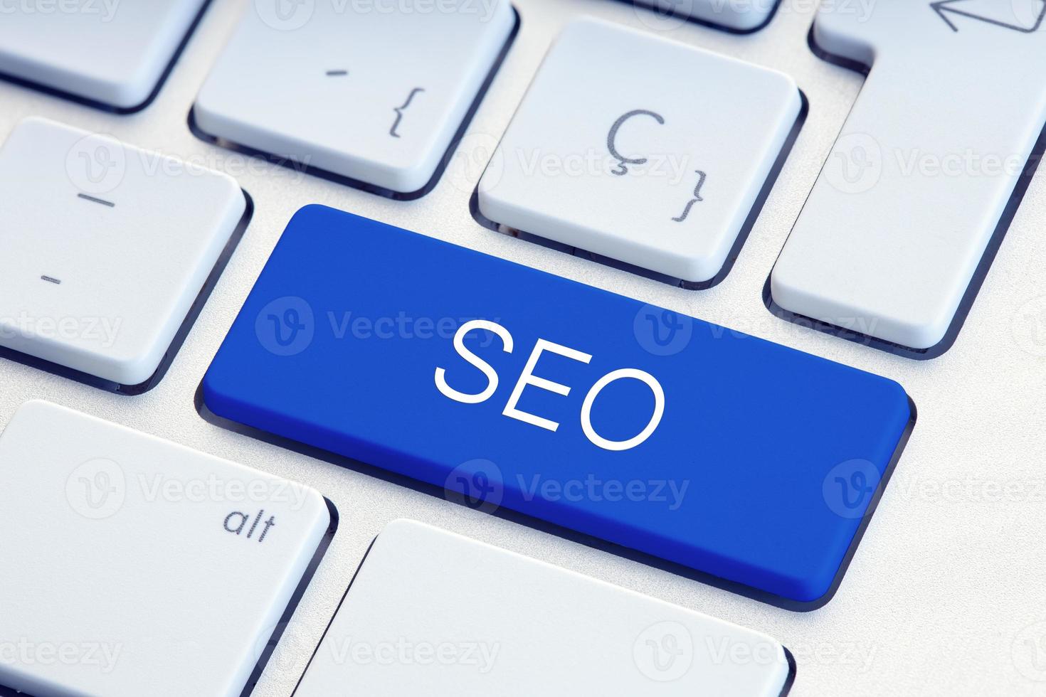 Search engine optimization or SEO Word on computer Keyboard Key photo
