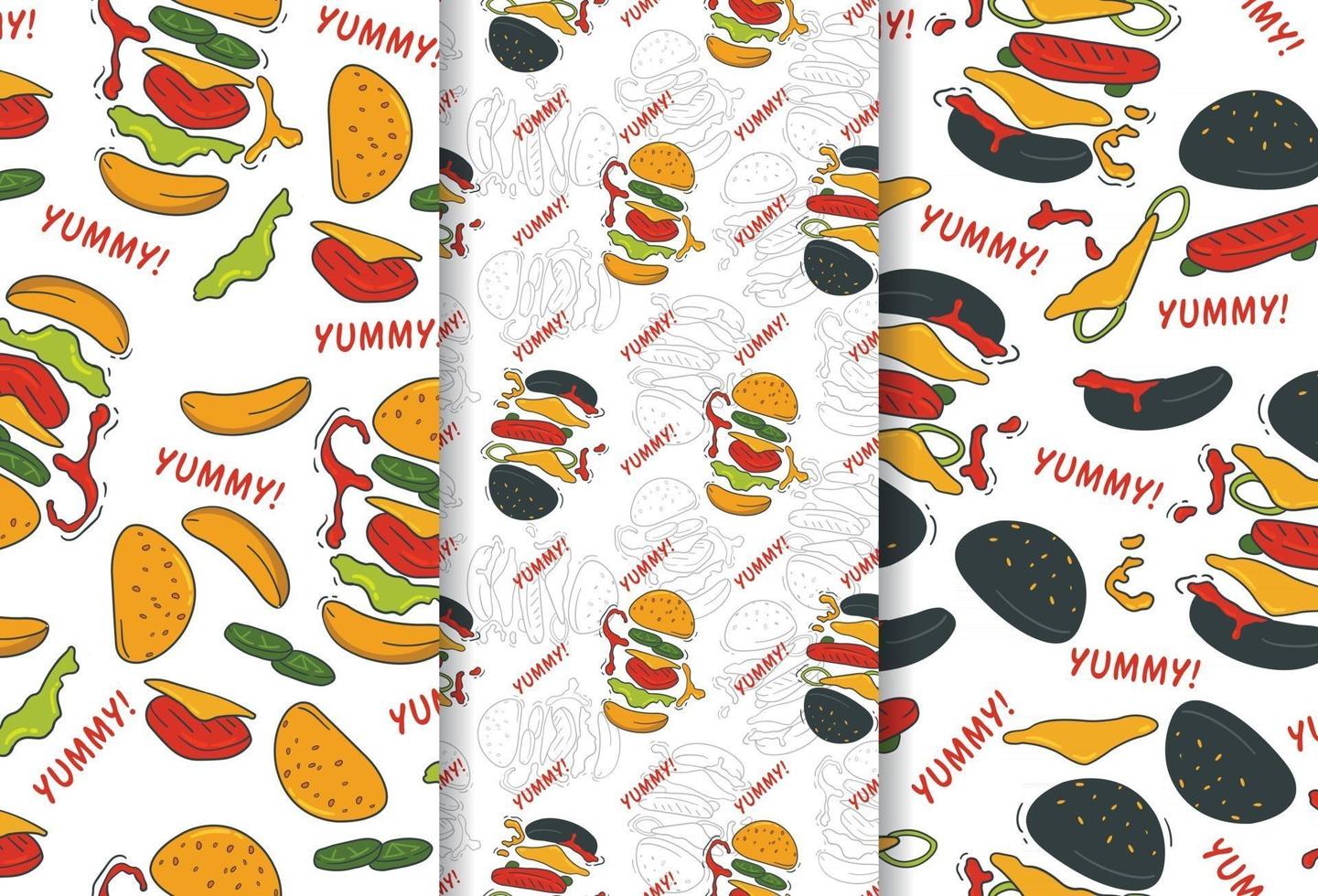 Seamless pattern of restaurant hamburger vector