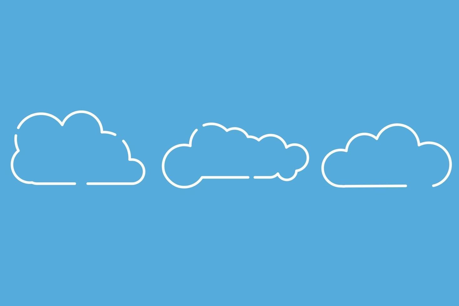 Set of Cloud Icons in trendy flat style isolated on blue background vector