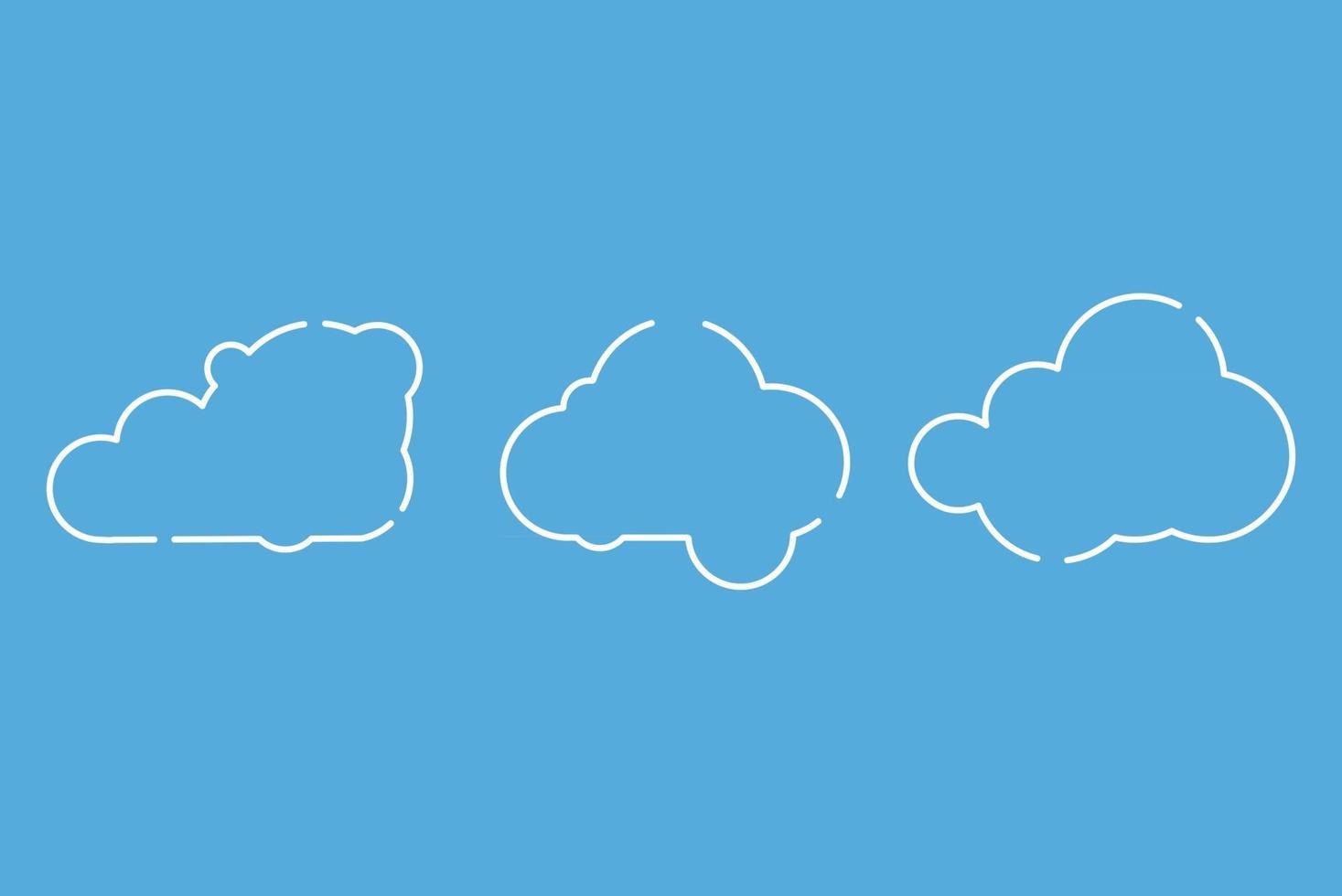 Set of Cloud Icons in trendy flat style isolated on blue background vector