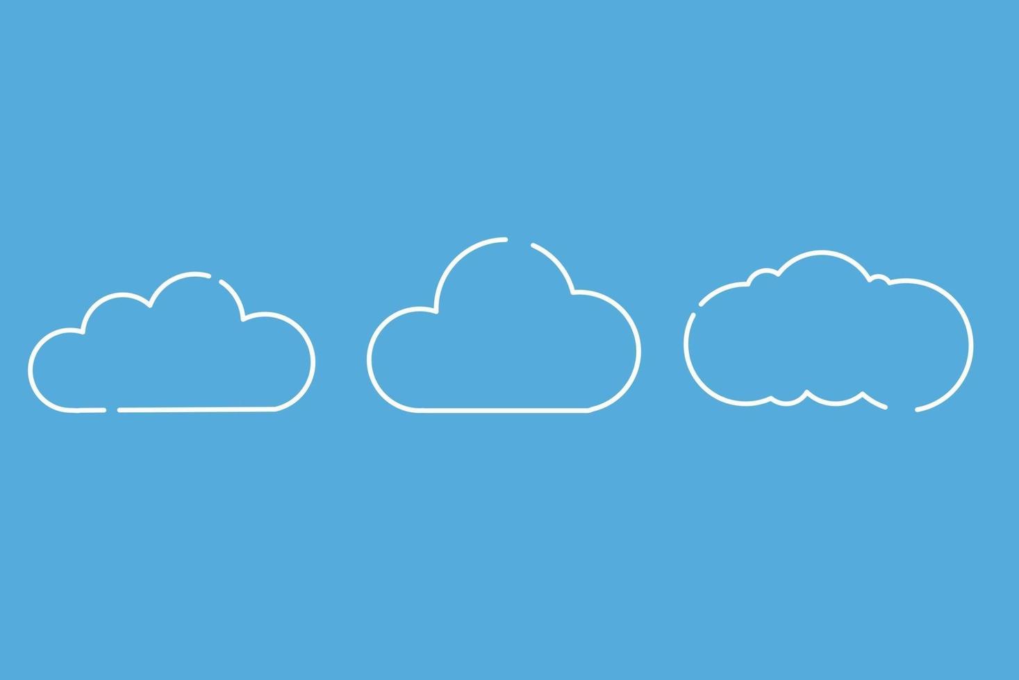 Set of Cloud Icons in trendy flat style isolated on blue background vector