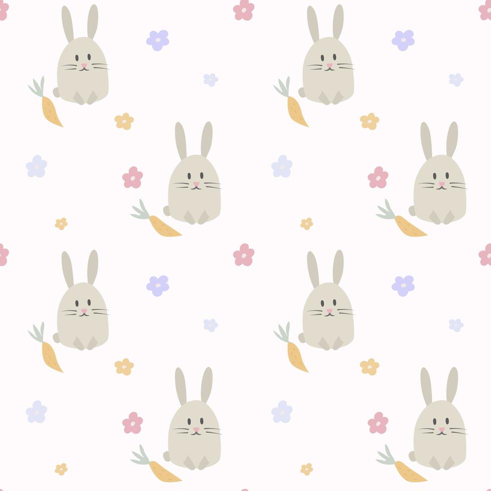 Seamless nursery pattern with cute bunny and carrot vector