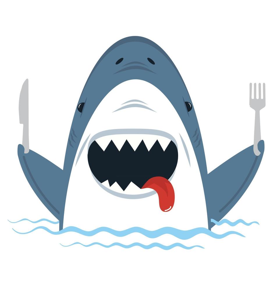 White Shark  holding spoon and fork vector