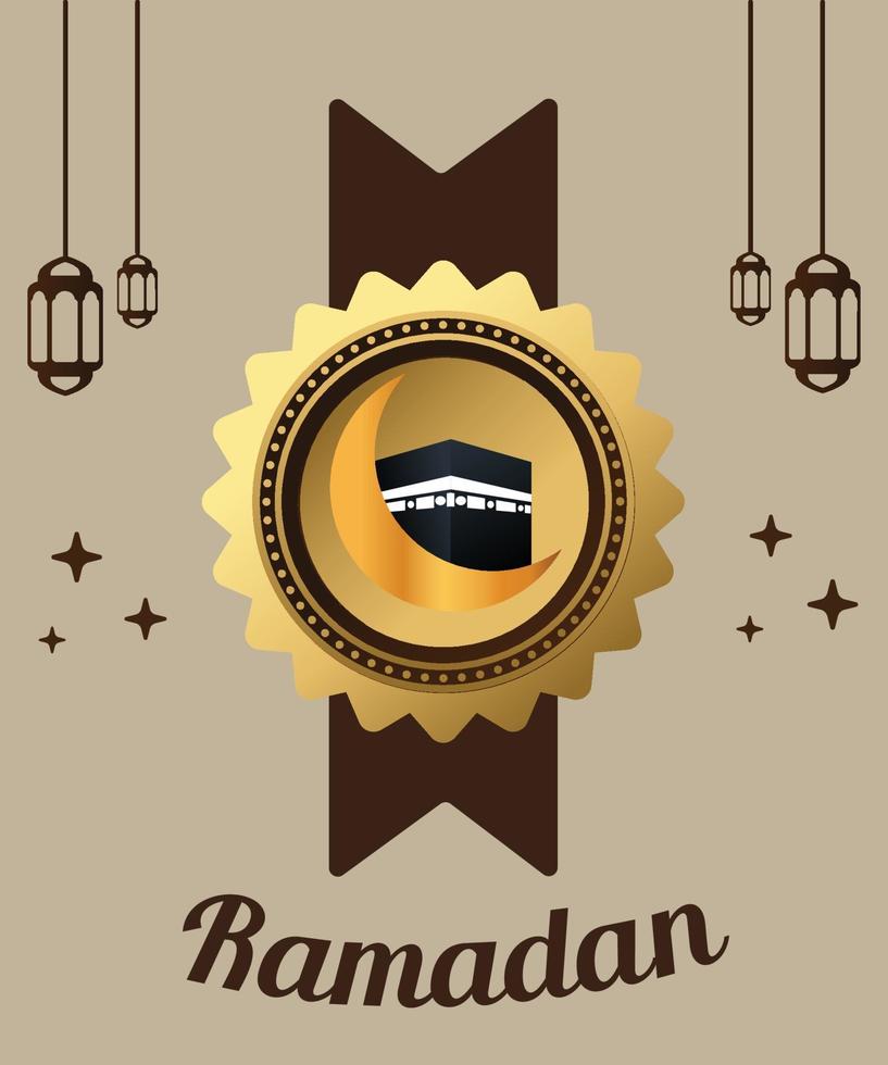 islamic label for ramadan mubarak vector