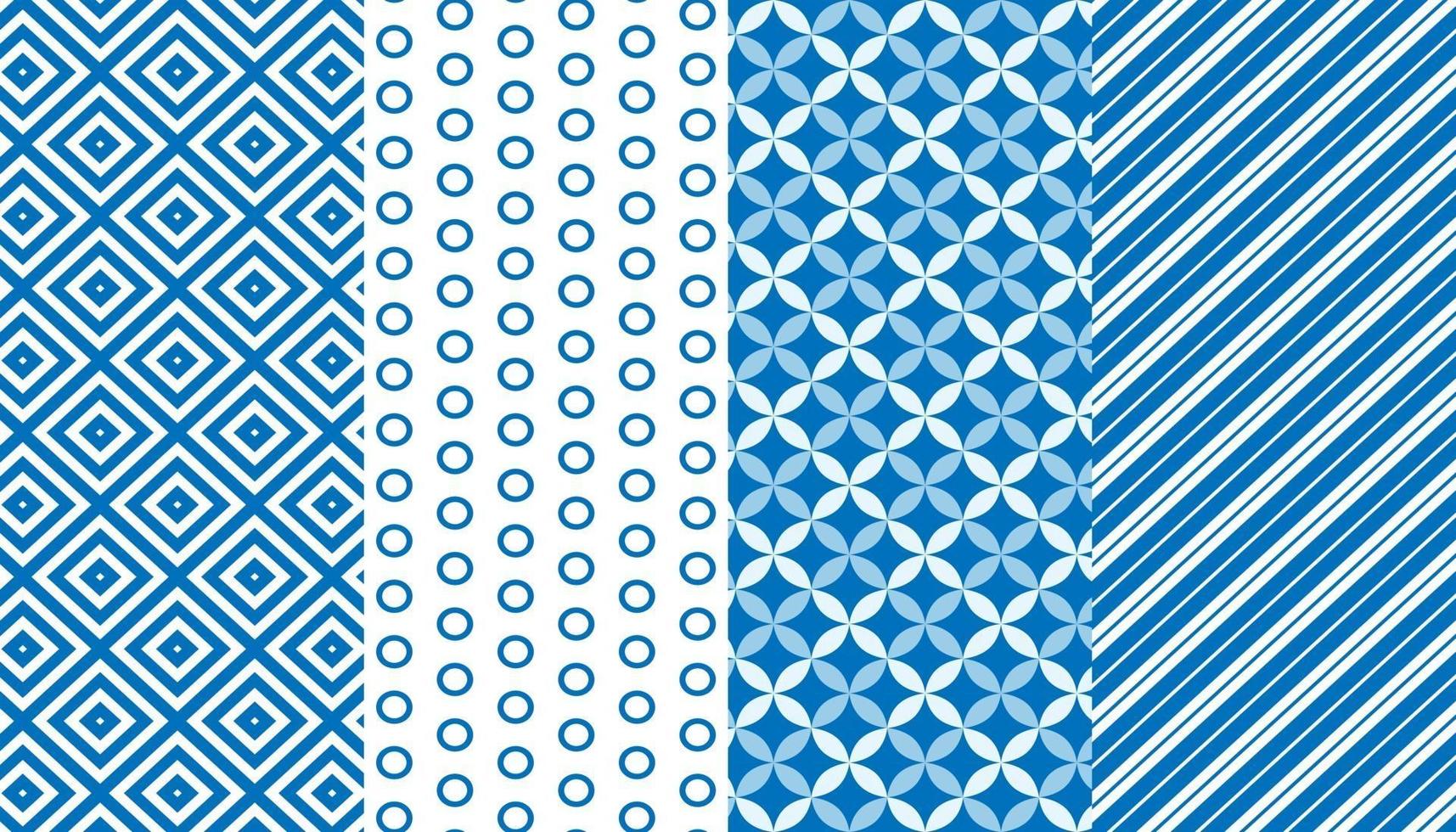 Blue and white seamless pattern set vector