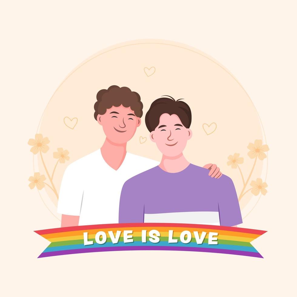 Cute gay couple characters vector