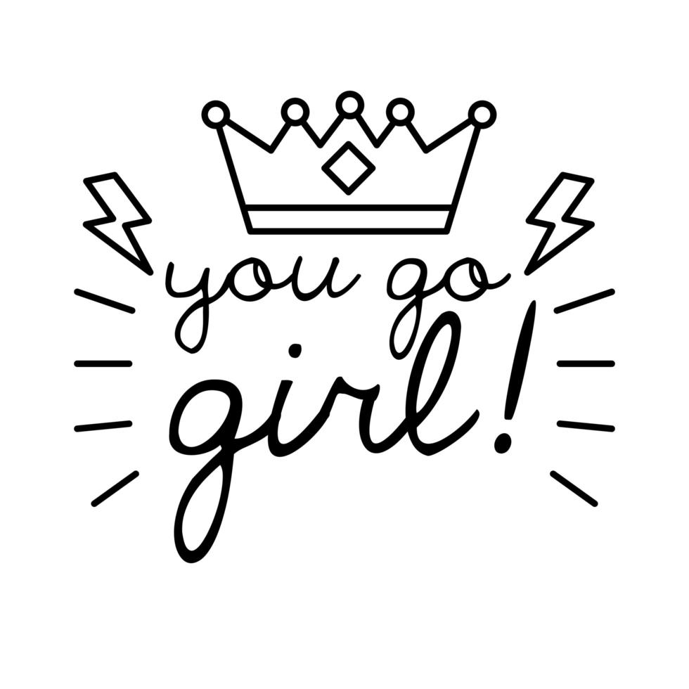 you go girl feminism lettering line style icon vector