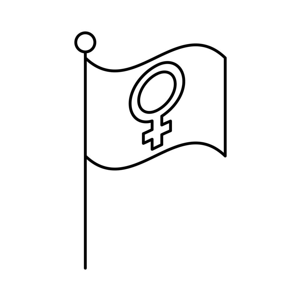 símbolo de género femenino en icono de estilo de línea de bandera vector