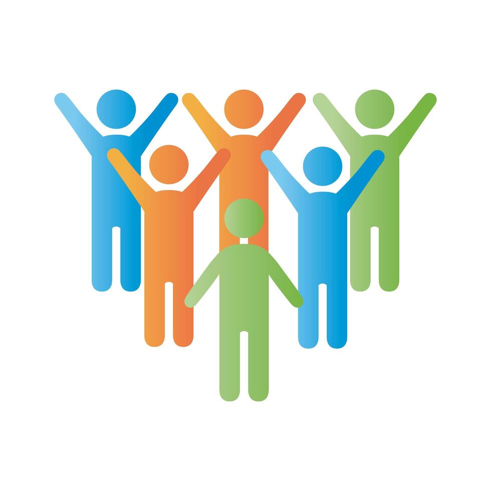 group of male community figures degradient style icon vector