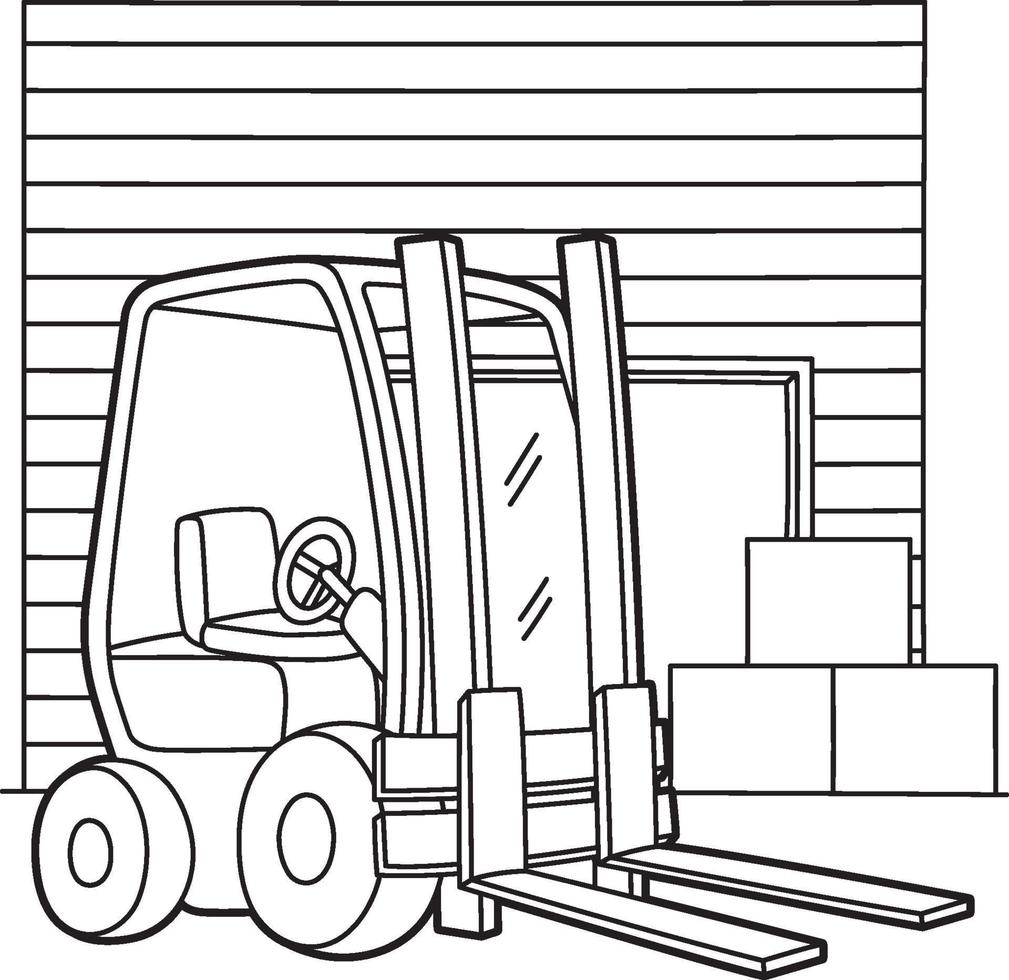 Forklift Kids Coloring Page vector