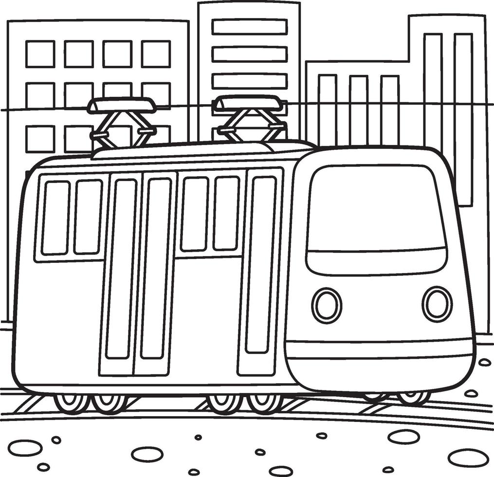 Tram Kids Coloring Page vector