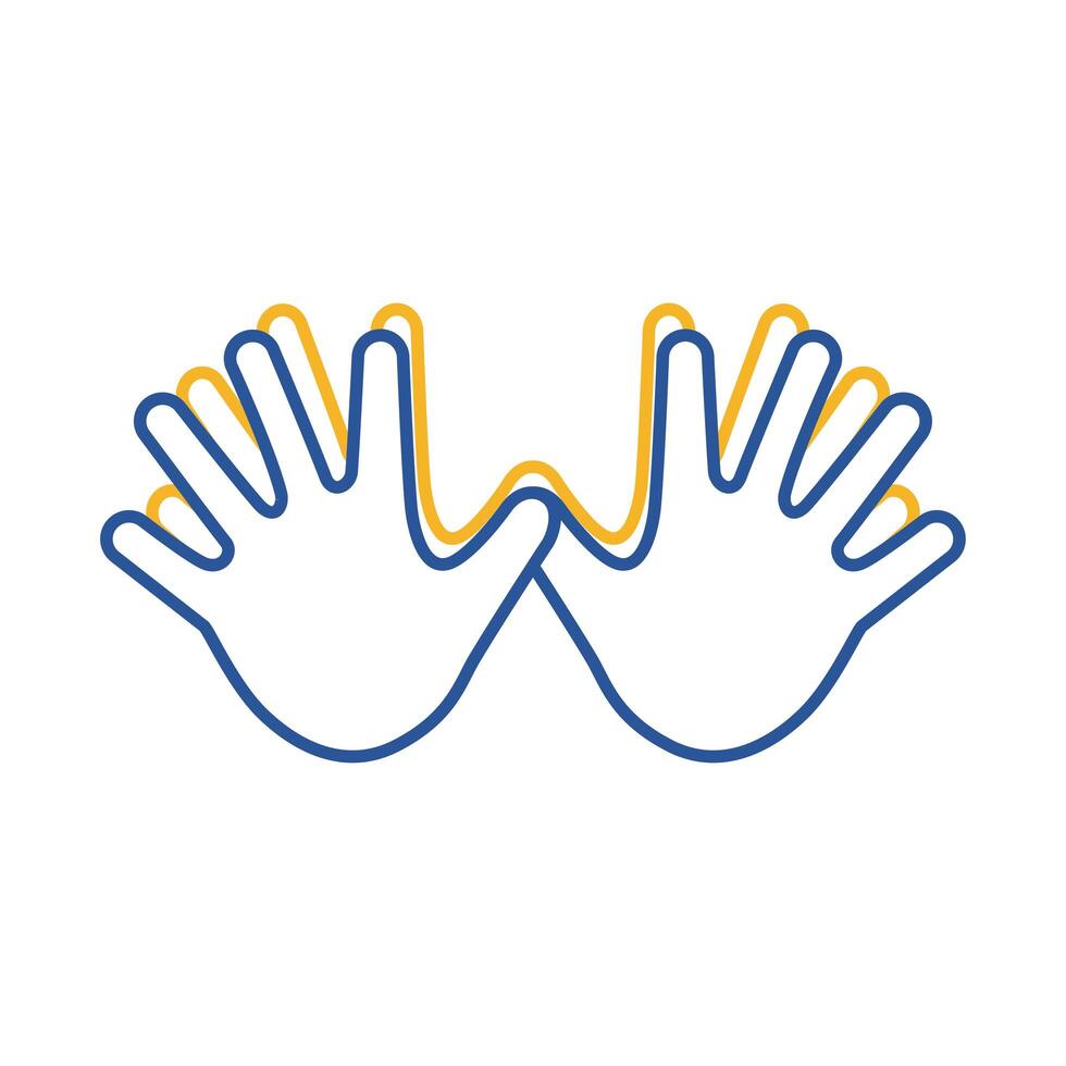 down syndrome two hands line style icon vector