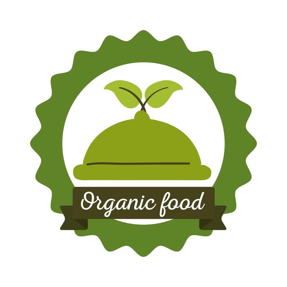 organic food label with plant on white background vector