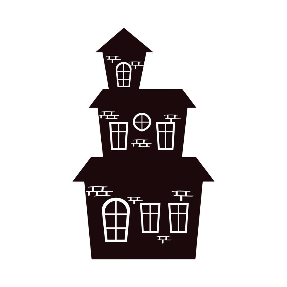 halloween haunted house building silhouette vector