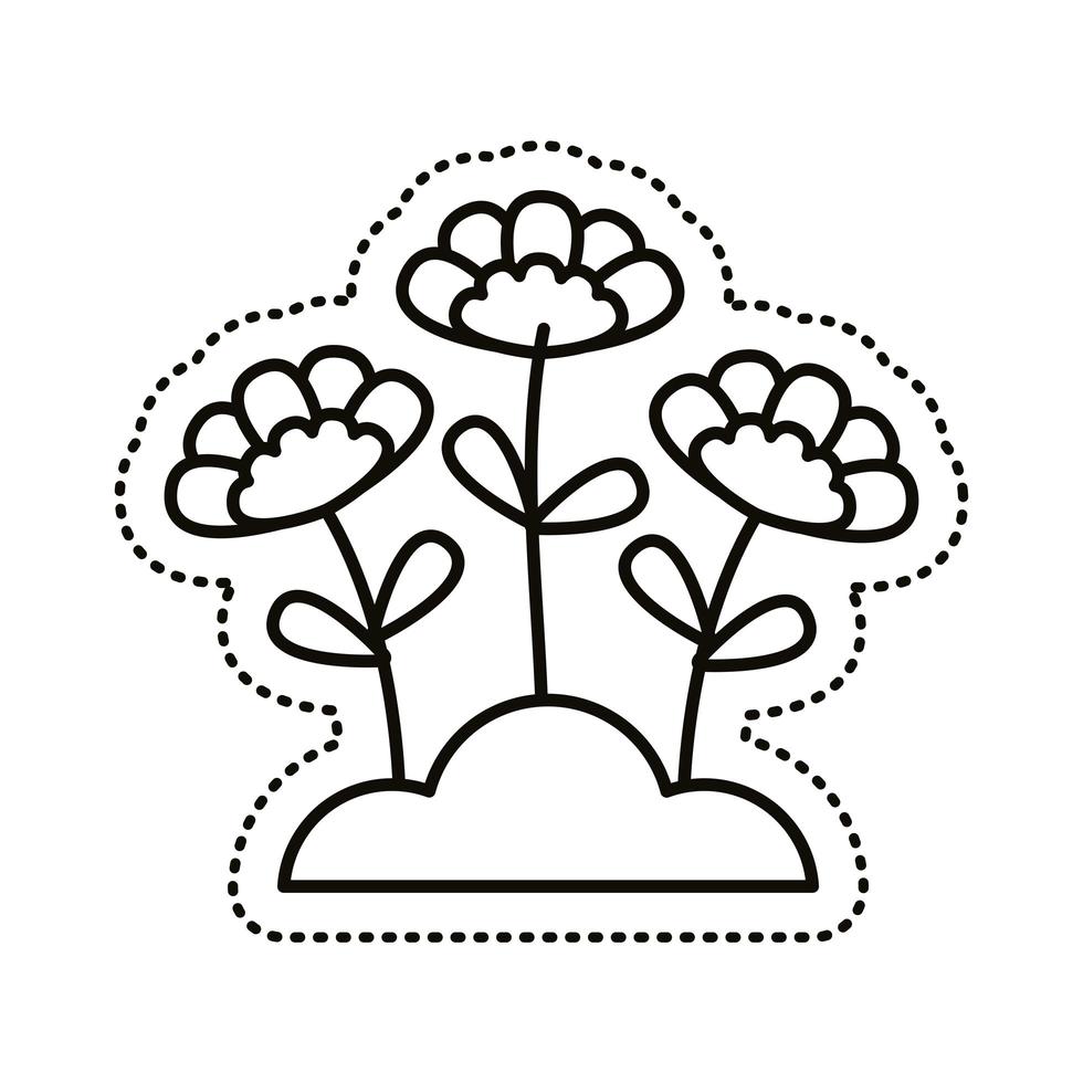 flowers garden sticker line style icon vector