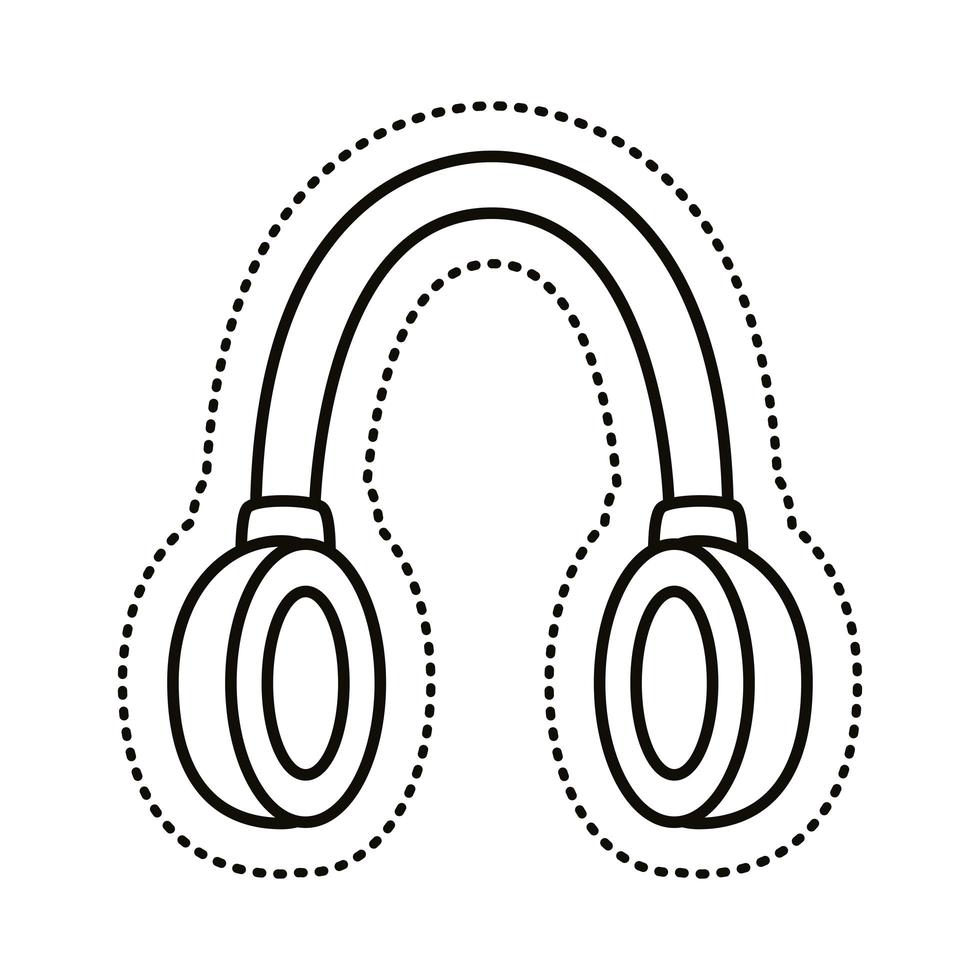 icono de estilo de línea de pegatina de auriculares vector
