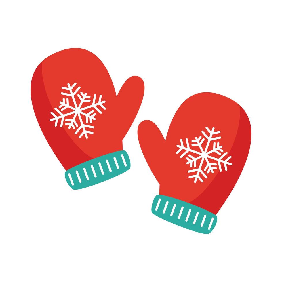 happy merry christmas gloves flat style icon vector