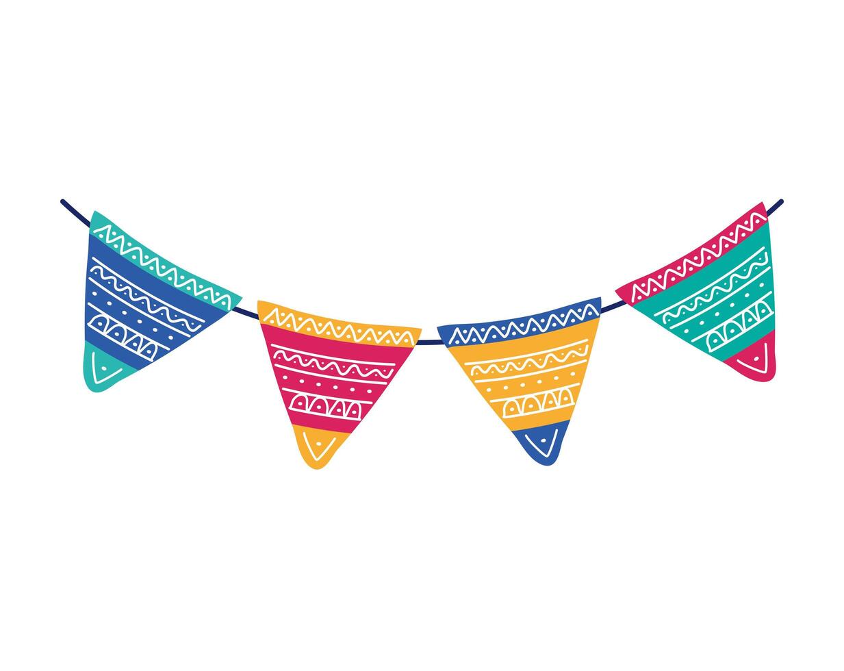 garlands celebration mexican flat style icon vector