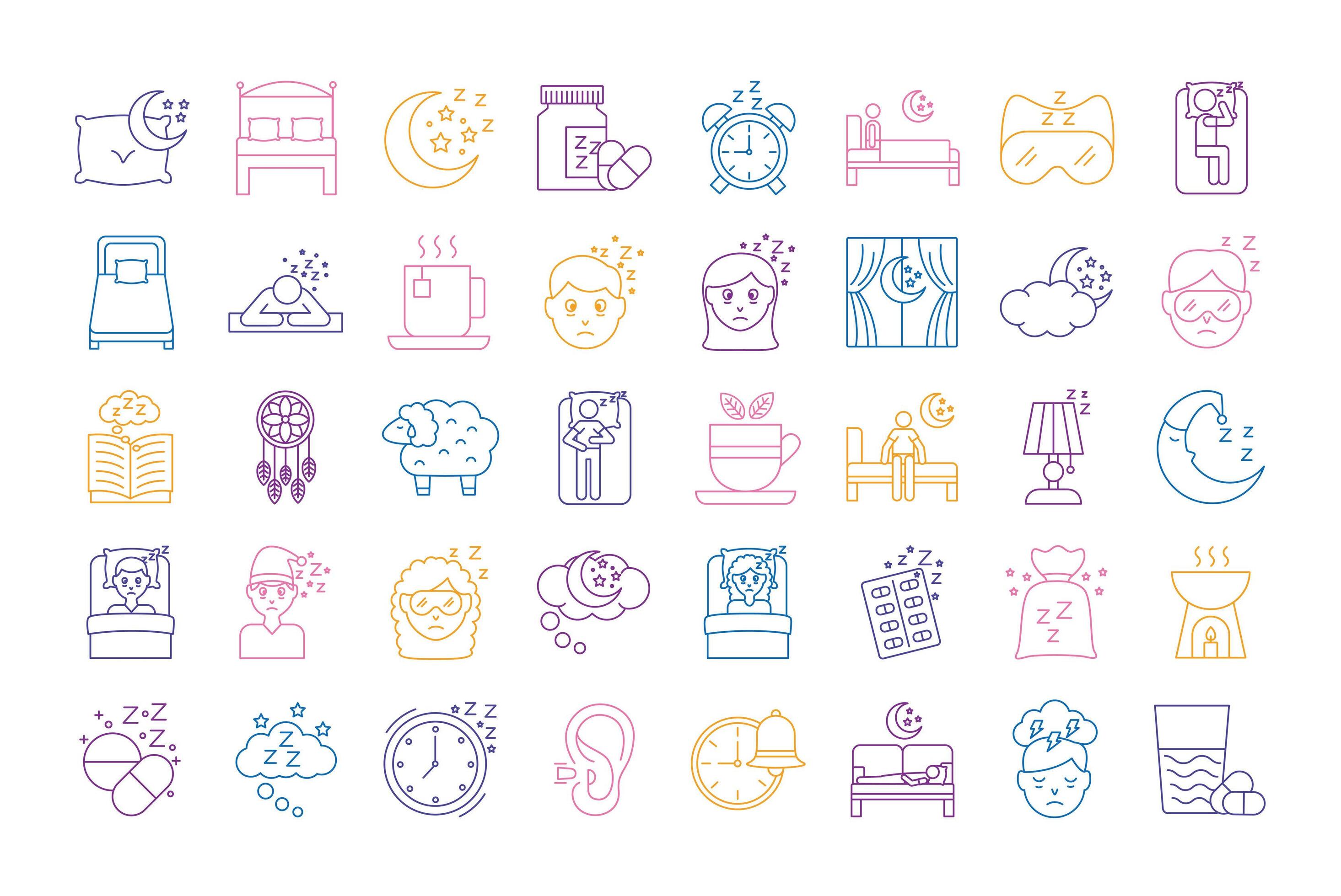 Download bundle of Insomnia line style icons 2484691 Vector Art at Vecteezy