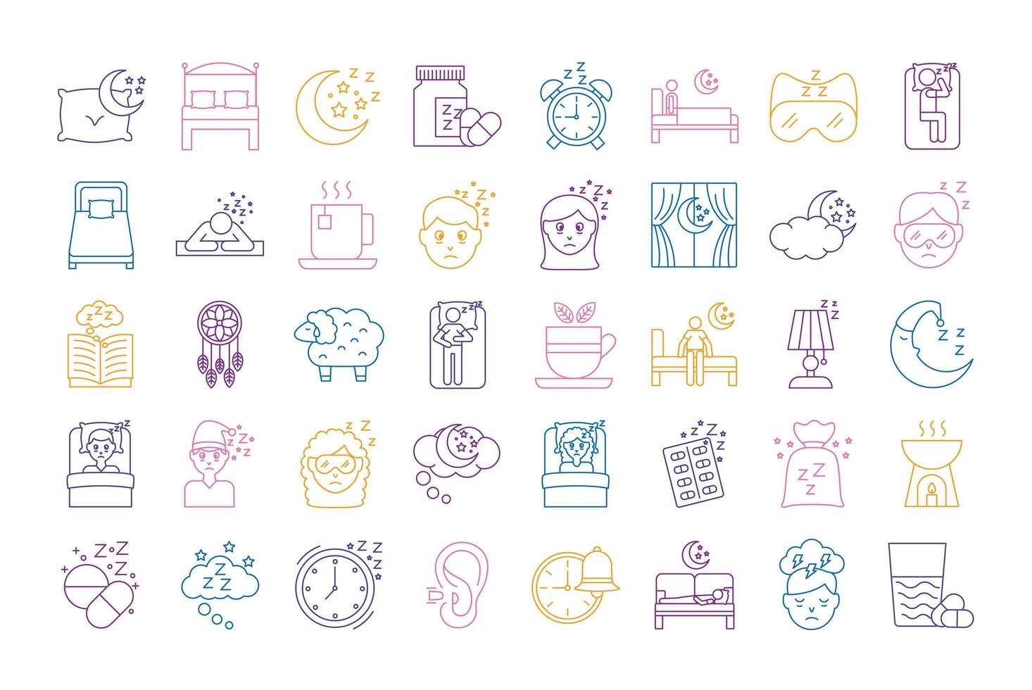 Download bundle of Insomnia line style icons 2484691 Vector Art at ...