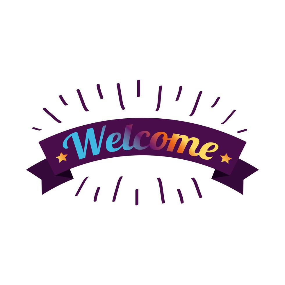 welcome label lettering with colors letters vector