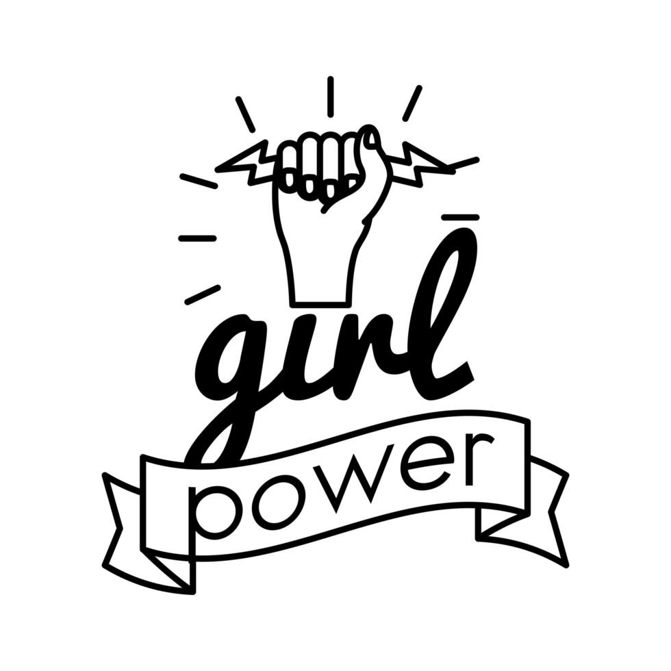 girl power feminism lettering line style icon vector