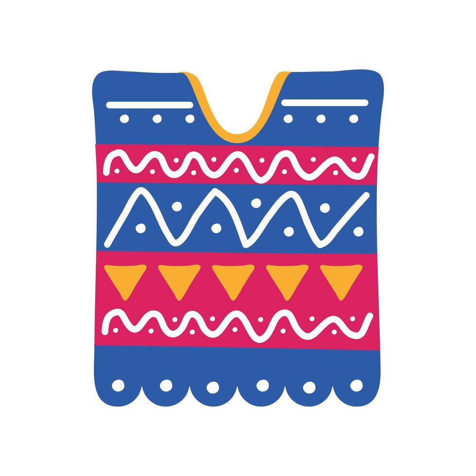 mexican culture poncho flat style vector