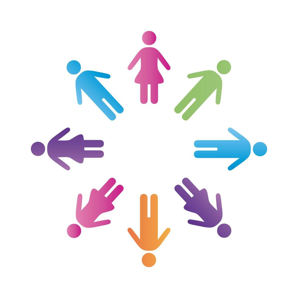 group of community figures around degradient style vector