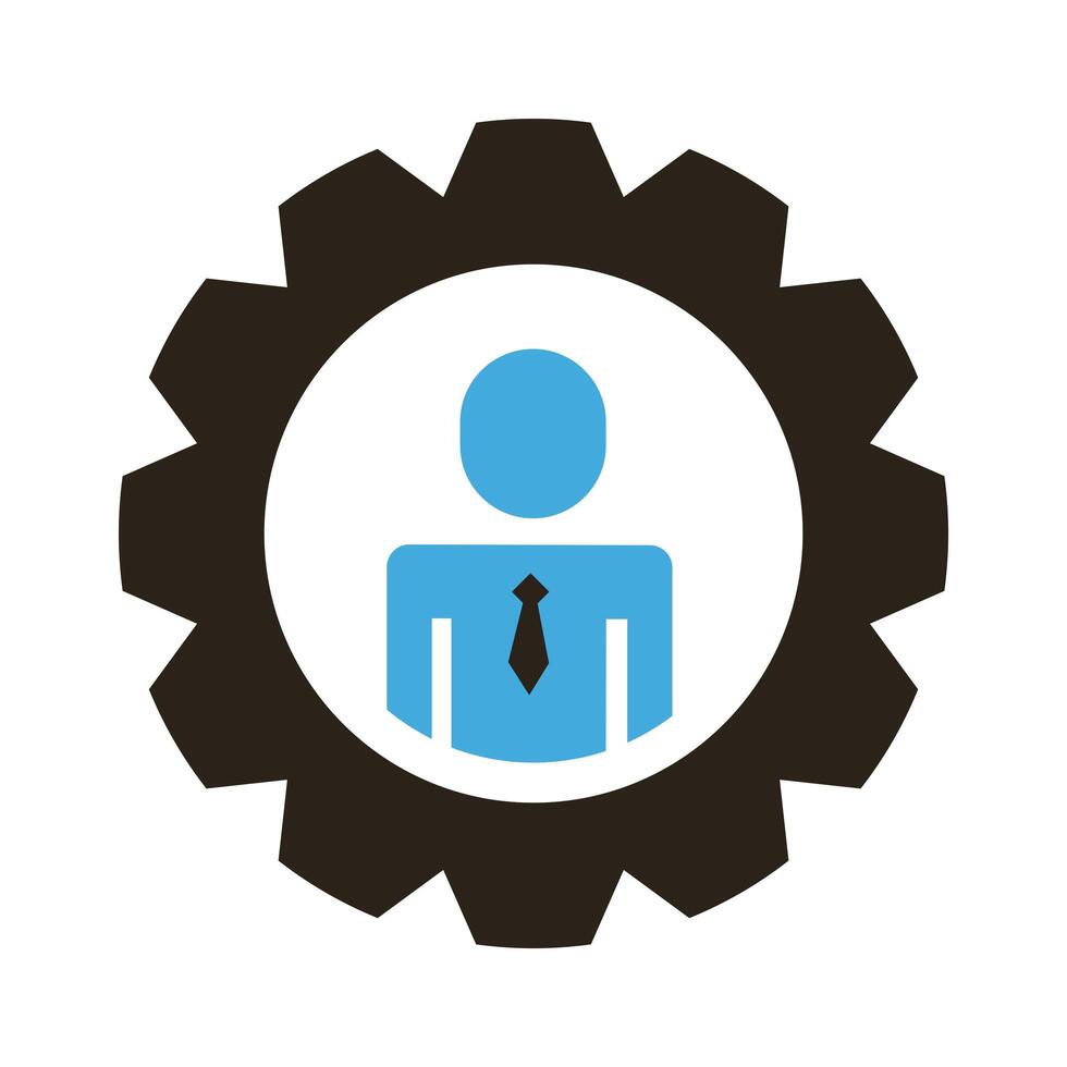 businessman figure with gear flat style icon vector