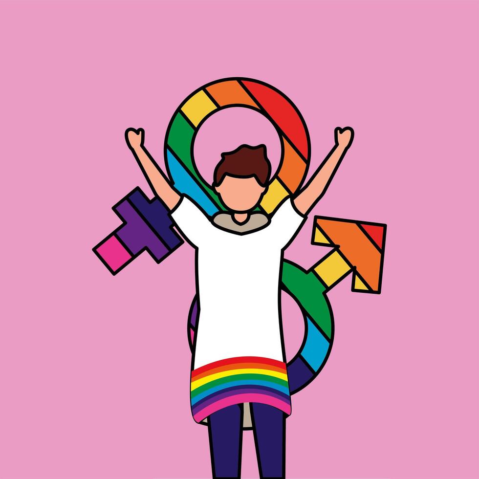 lesbian woman protest with genders colors vector