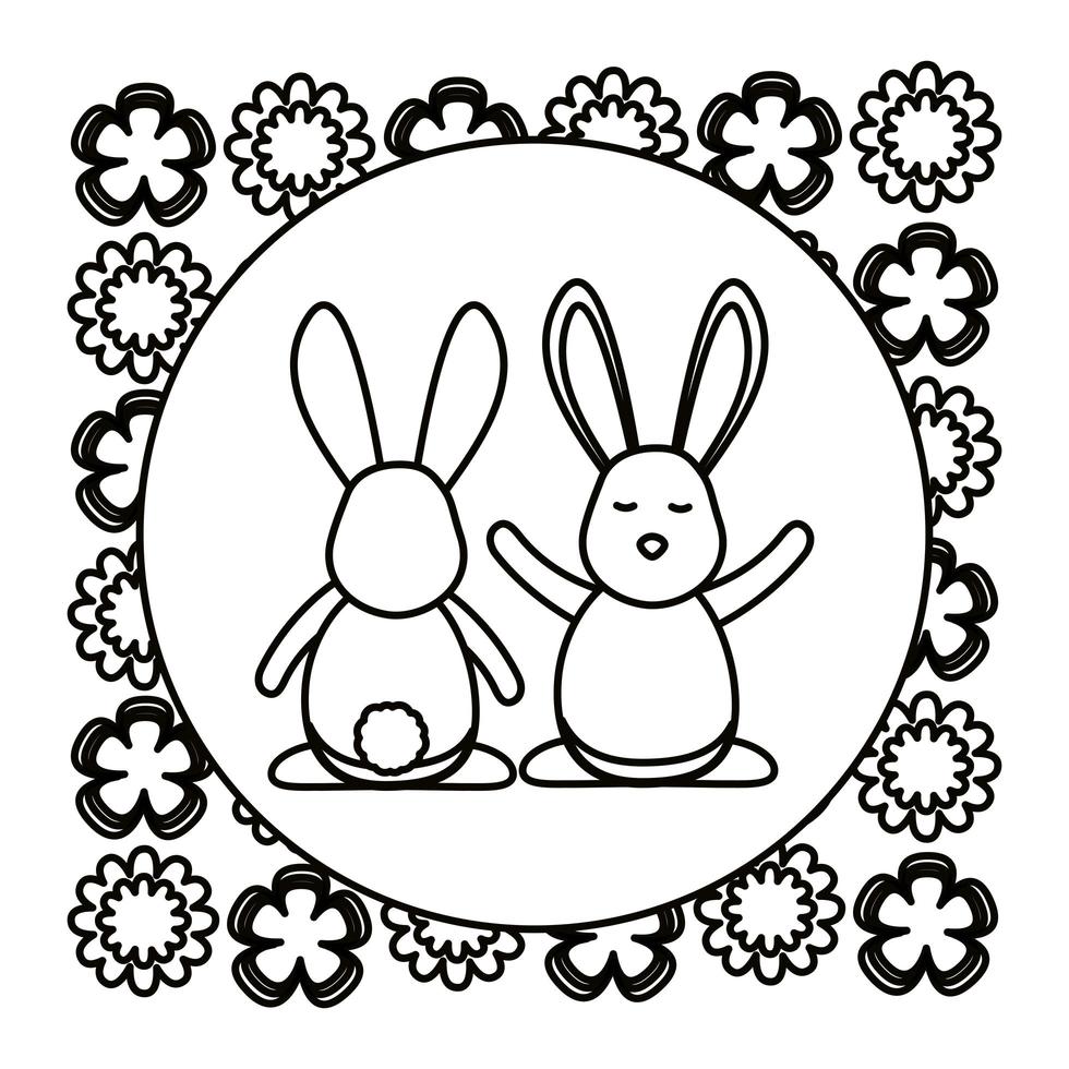 Isolated rabbits cartoons vector design