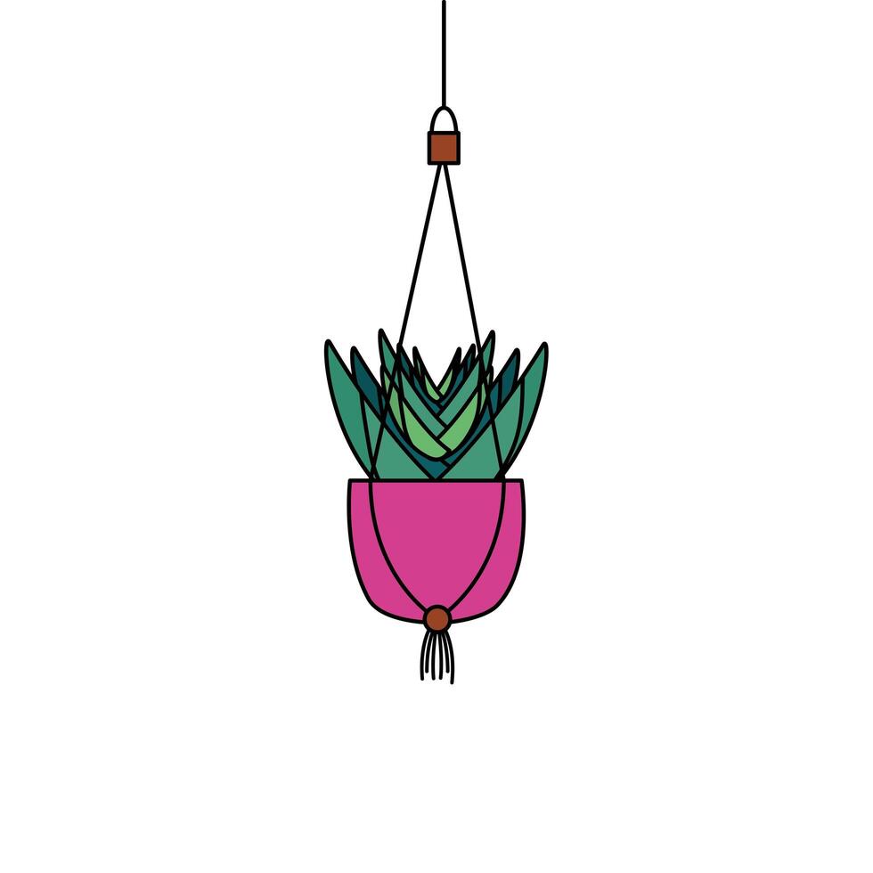 Hanging plant inside pot vector design