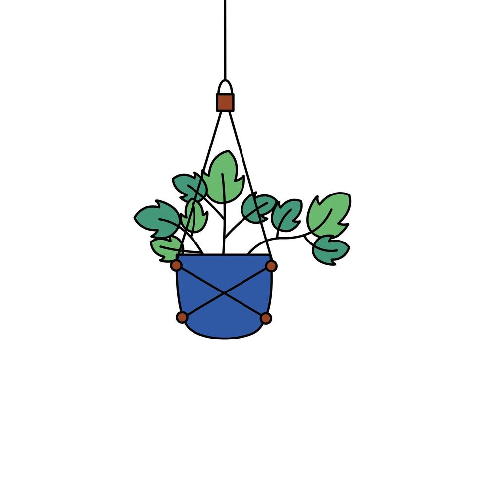 Hanging plant inside pot vector design