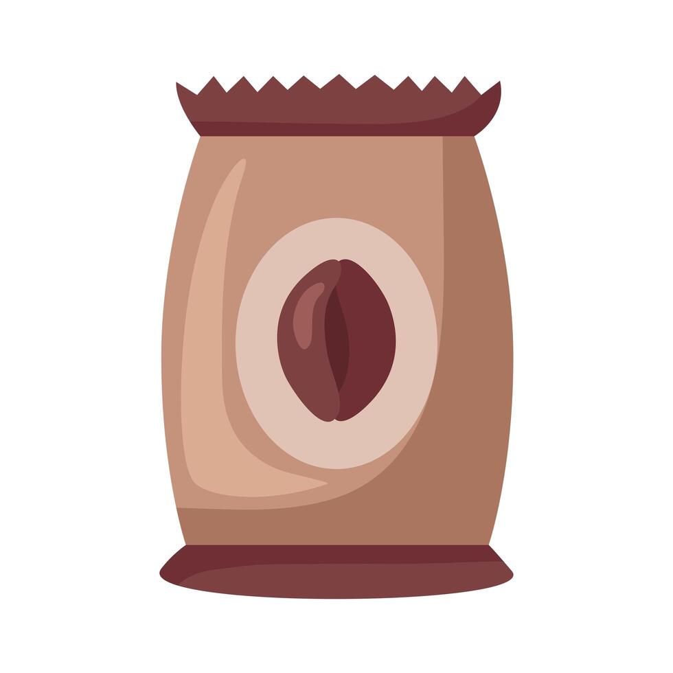 coffee product packing bag icon vector