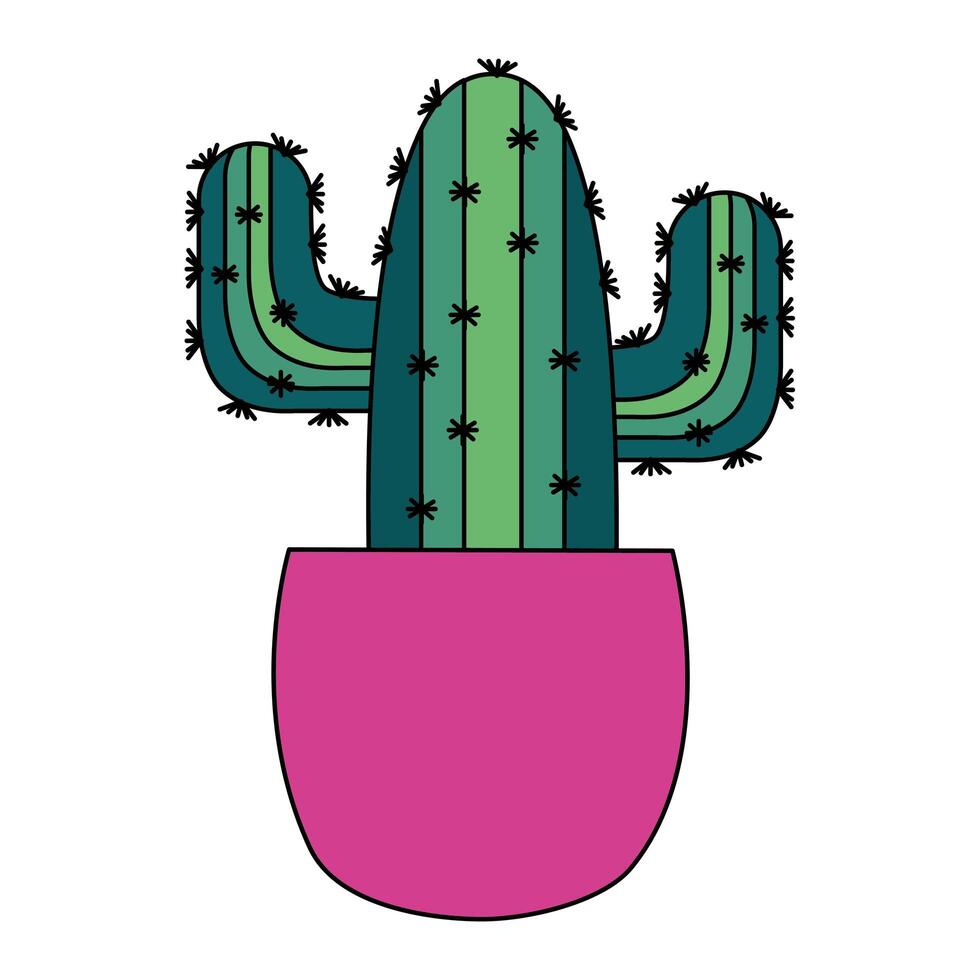 Isolated cactus inside pot vector design