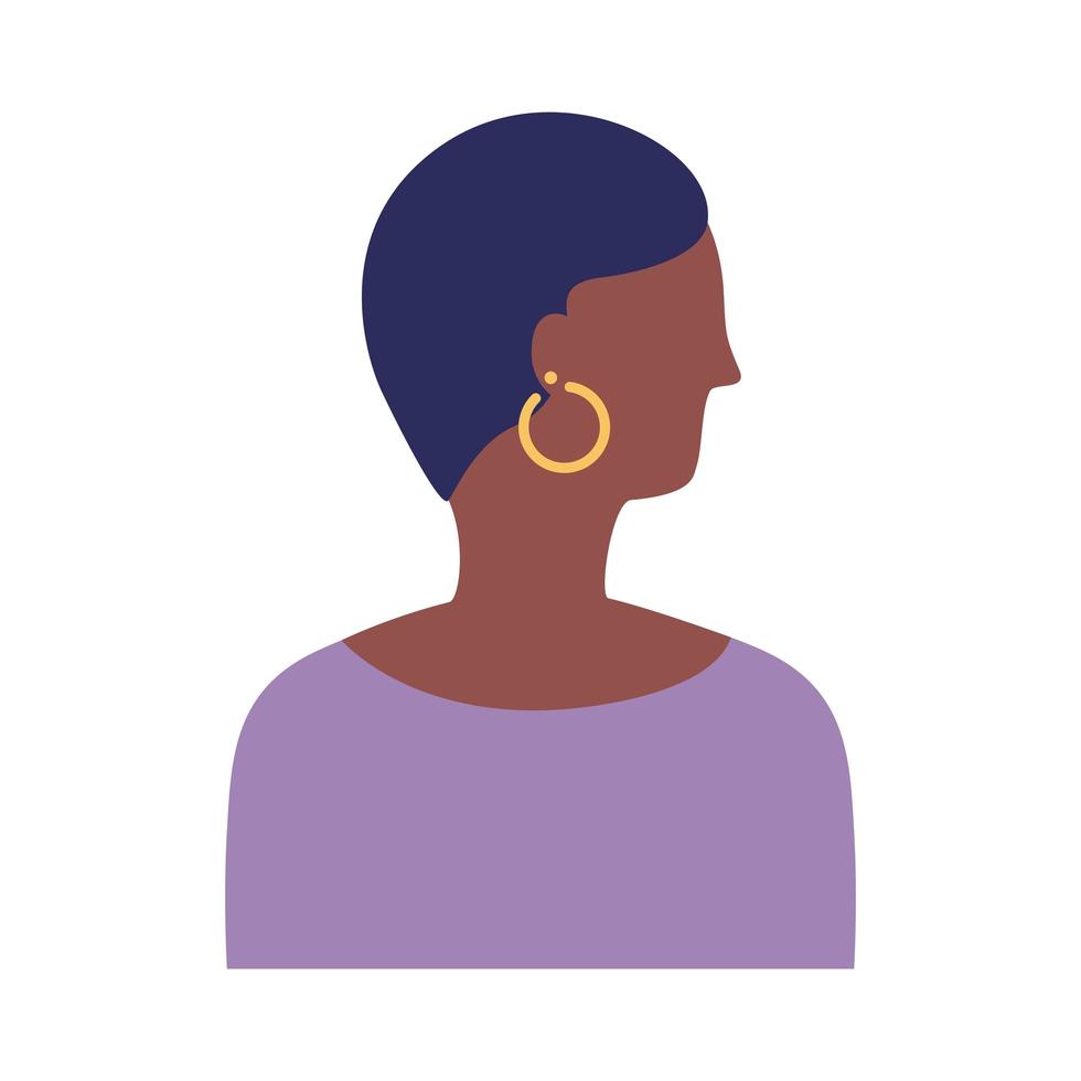 afro young woman profile avatar character flat style icon vector